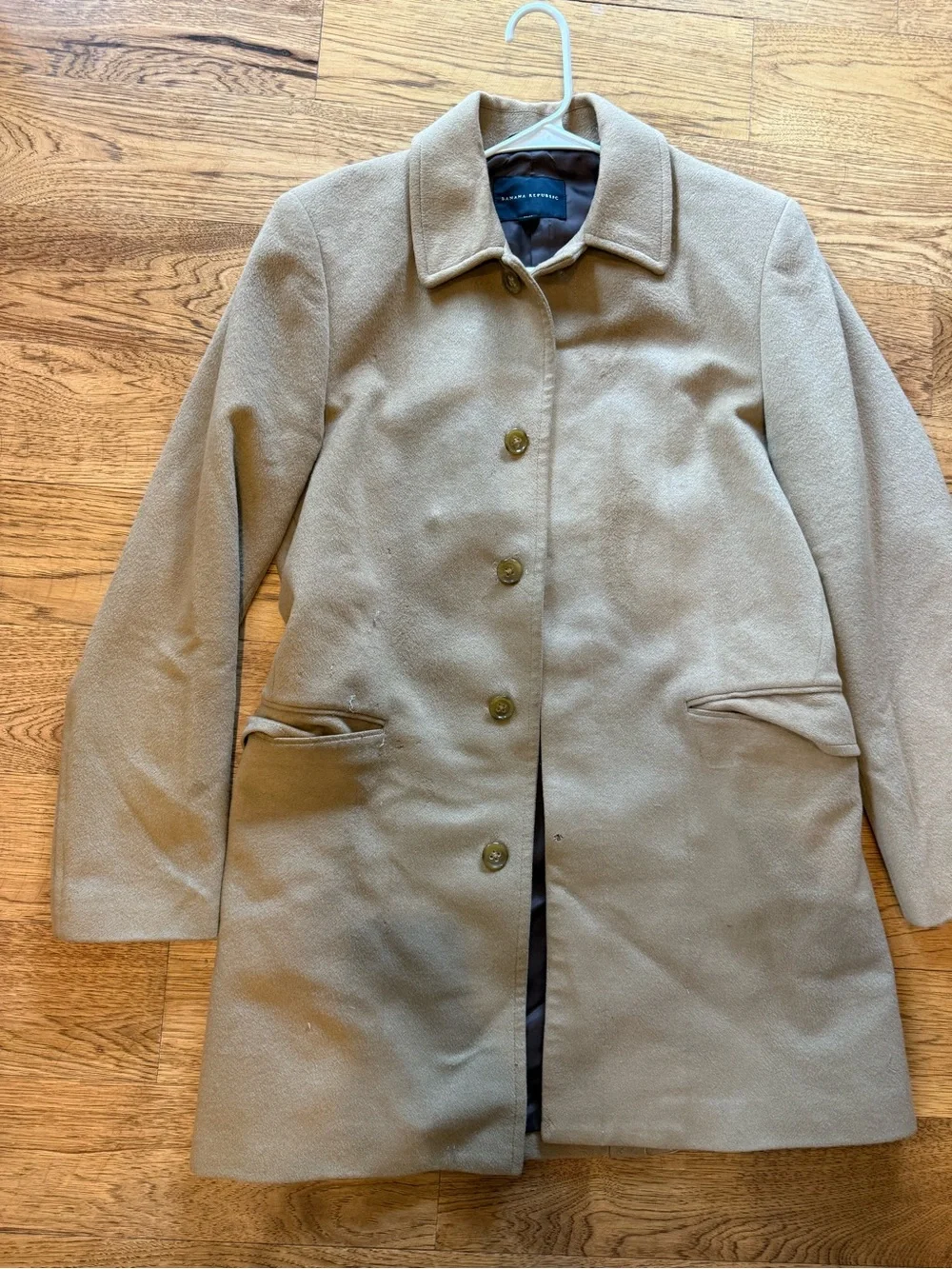 Banana Republic Tan Wool Blend Single-Breasted Pea Coat